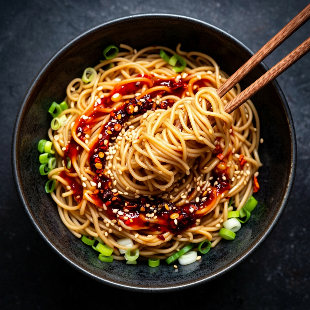 Cold sesame noodles with Crisp Lab chilli crisp