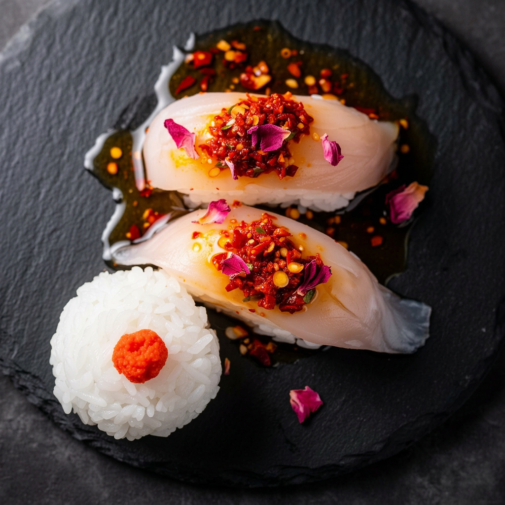 Sushi and rice with Crisp Lab chilli crisp